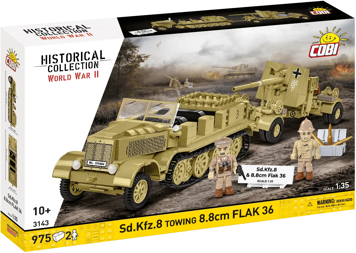COBI Sd.Kfz.8 Towing 8.8cm FLAK 36 Artillery Half-Track : Set #3143