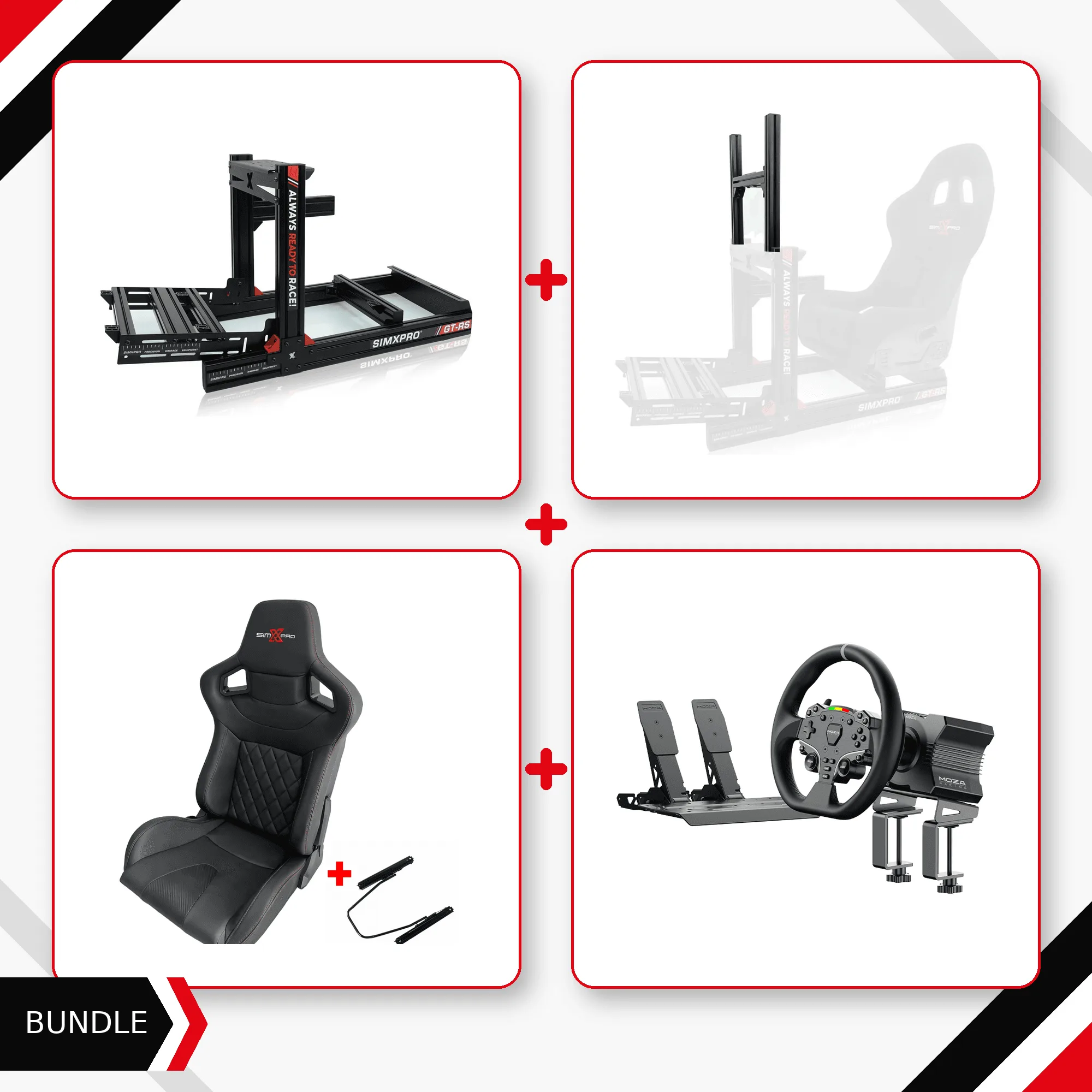 GT-RS + Integrated Monitor Mount + XL GT Seat + MOZA R5 Bundle — PC Ready