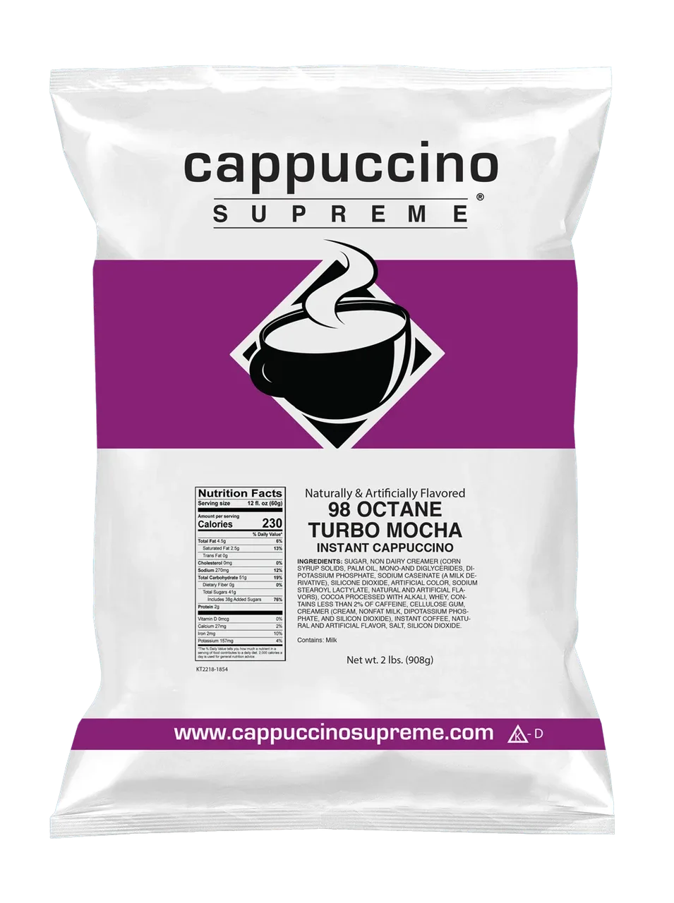 98 Octane Turbo Mocha Instant Cappuccino Mix 2 Lb. Bag