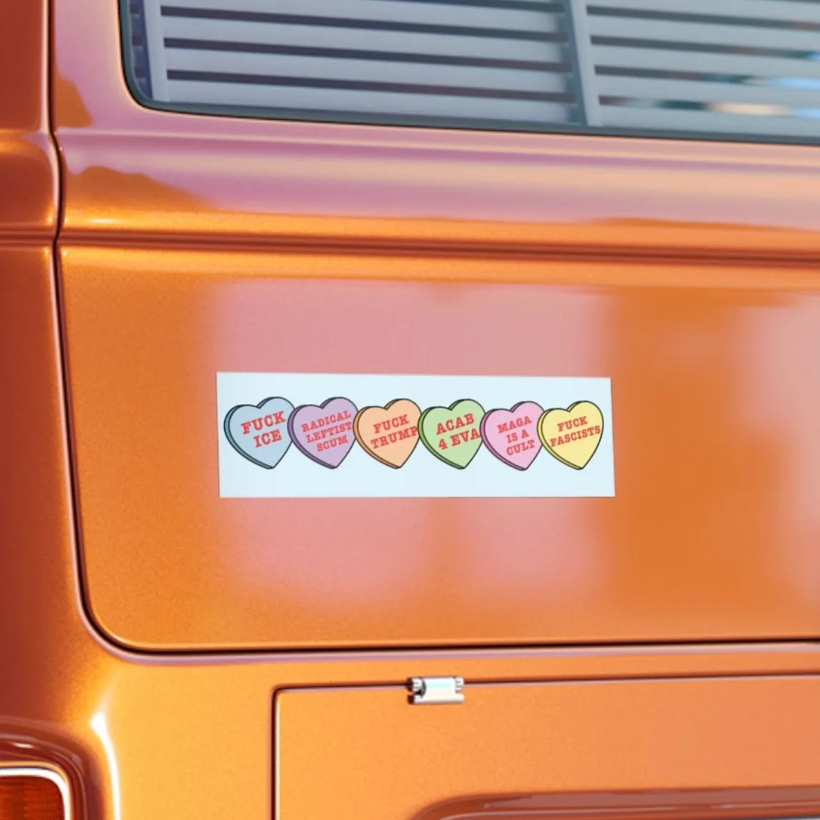 Antifa Candy Hearts Bumper Sticker, Leftist Protest Bumper sticker
