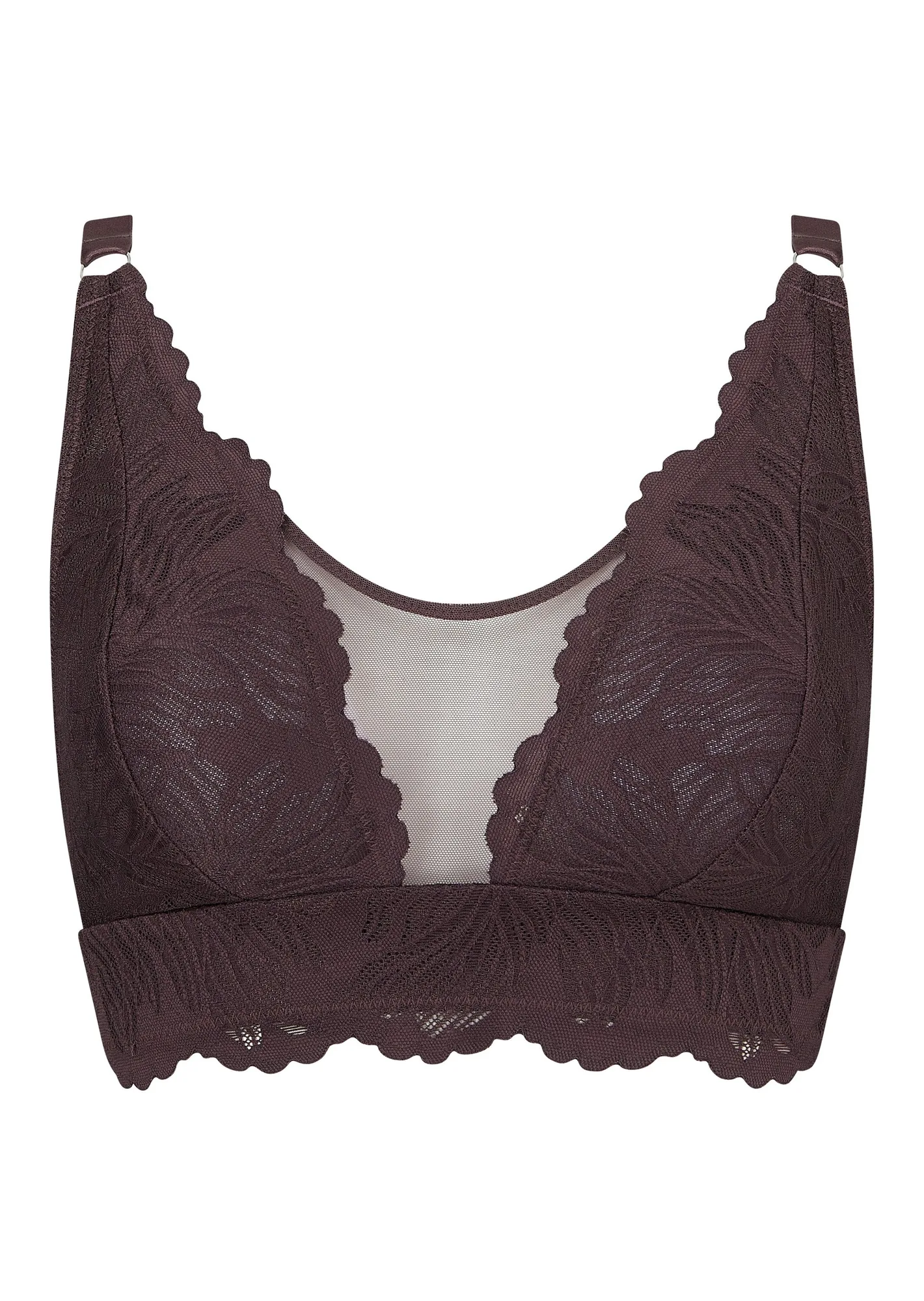 Celeste Espresso Soutien-gorge sans armatures, bonnets D-HH, dentelle recyclée