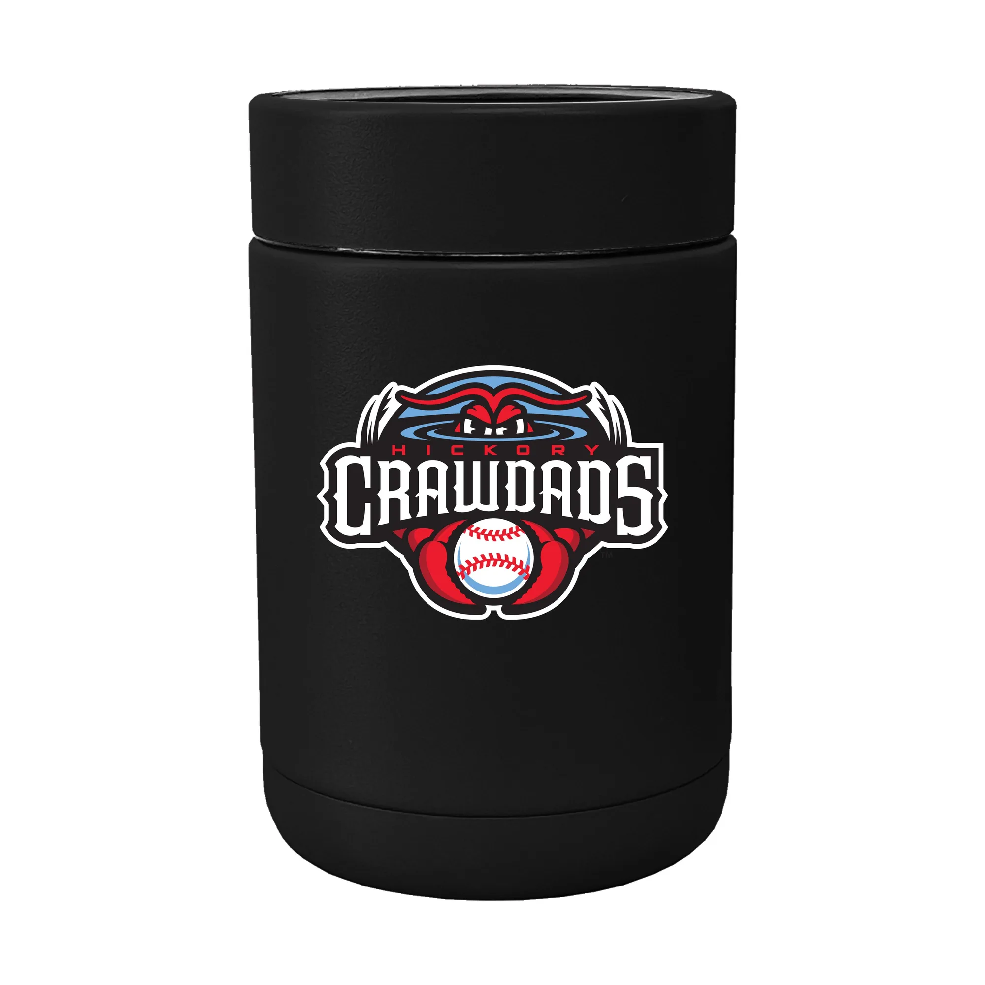 Hickory Crawdads Black Powdercoat Stainless Can Cooler
