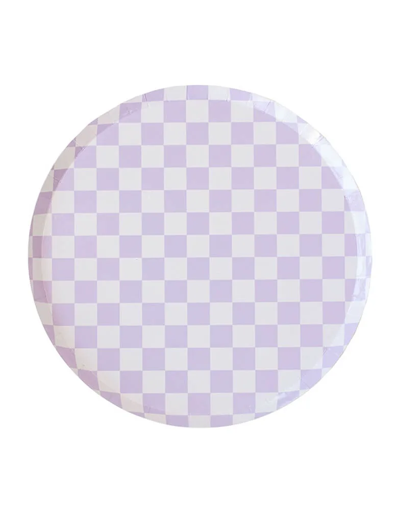 Check It! Purple Checkered Dinner Plates (Set of 8)