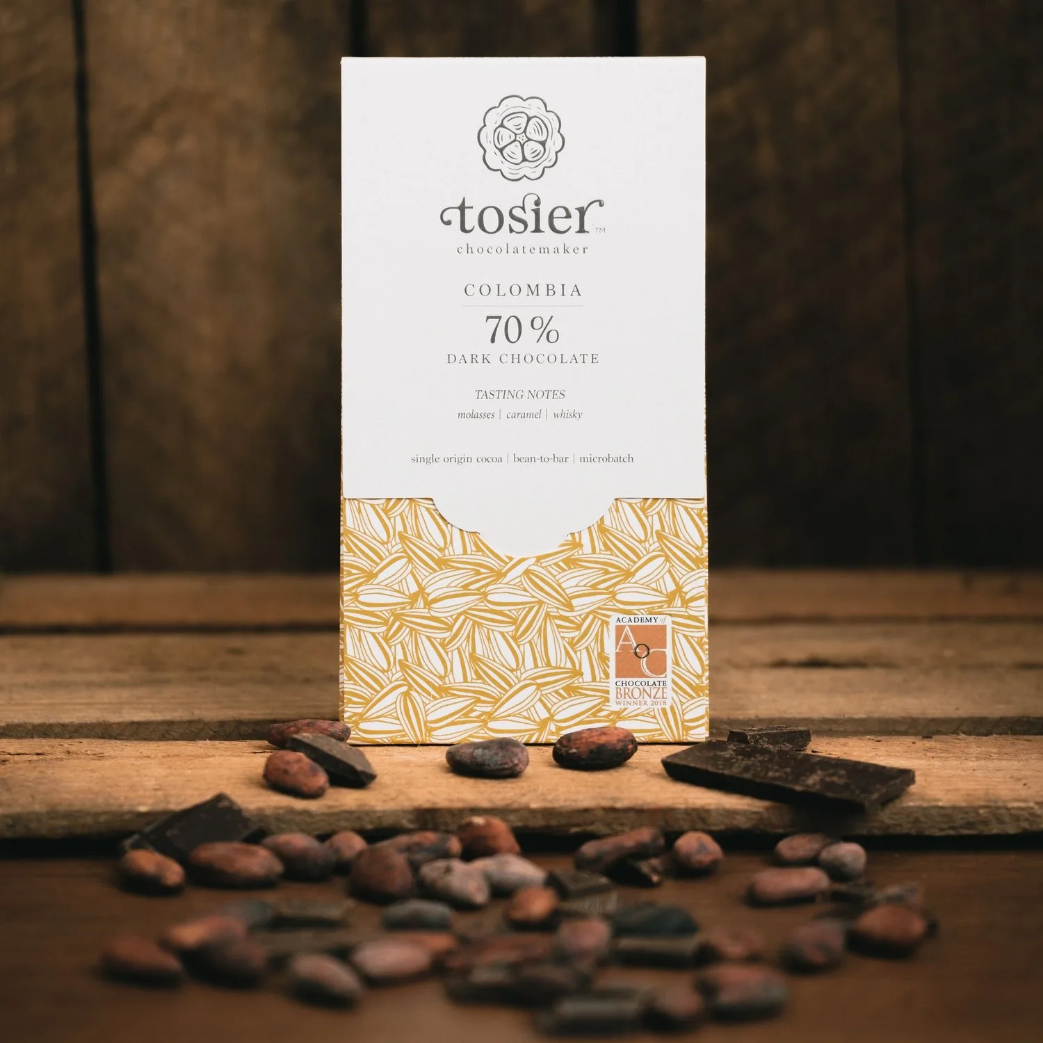 70% Tumaco, Colombia 2025 Harvest 60g, AoC Bronze Award — Tosier Chocolatemaker