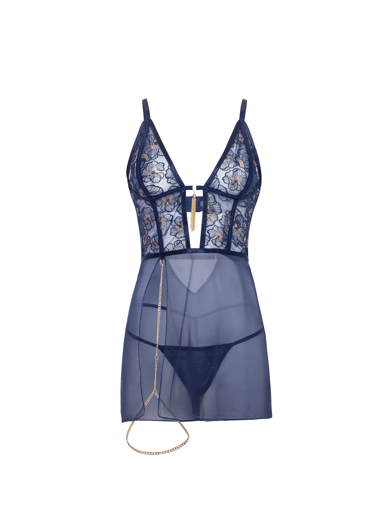 Pflegetipps für das blaue, bestickte Babydoll-Set