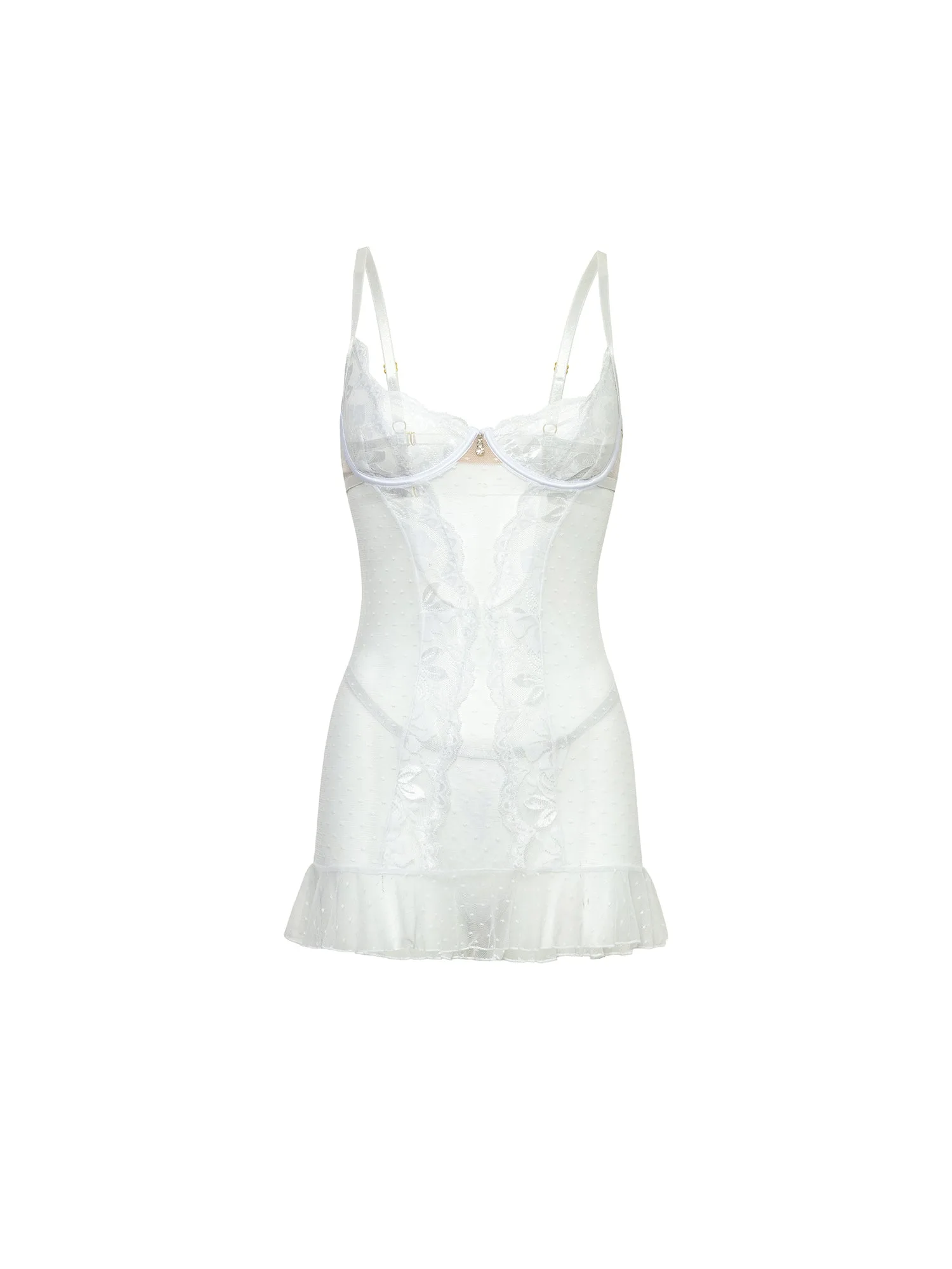 Braut-Babydoll-Kleid-Set Portia aus Spitze