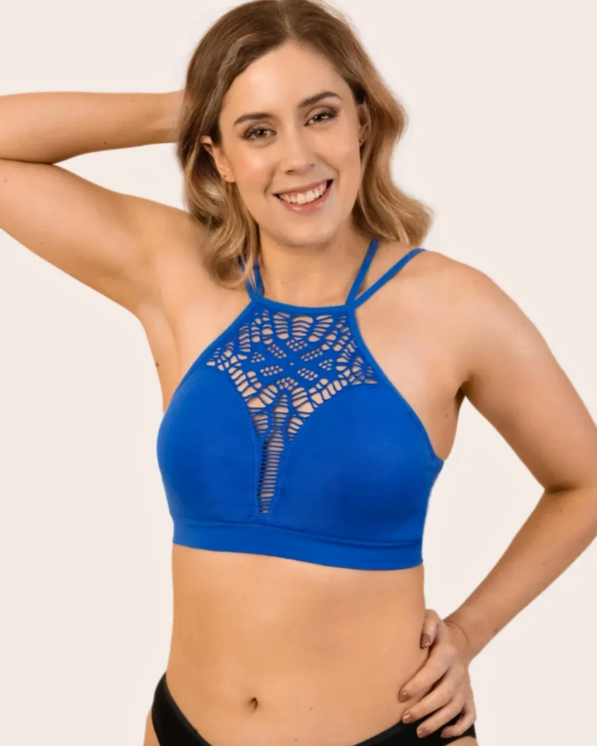 Coobie Halter Neck Criss Cross Plunge Bralette 9128