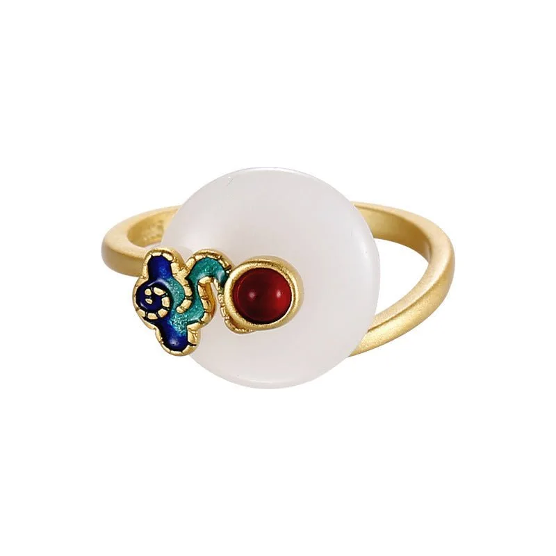 Auspicious Cloud White Jade Endless Luck Ring: Review and Meaning