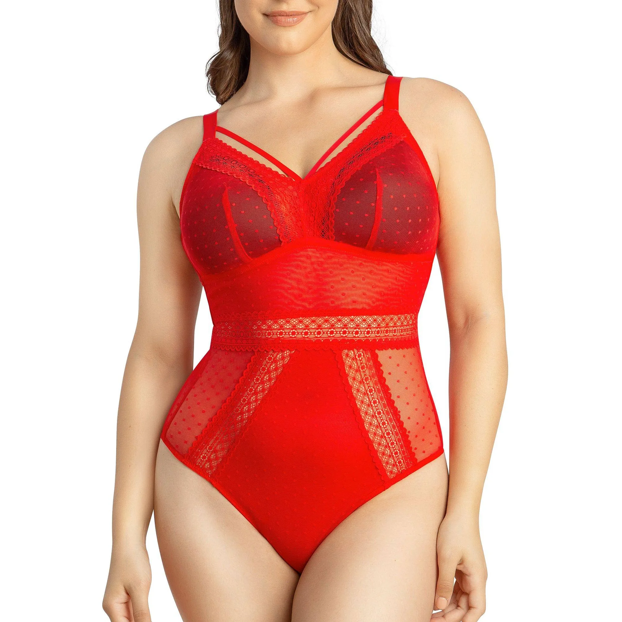 Bodysuit sin aros Mia para pecho completo - Rojo Carrera