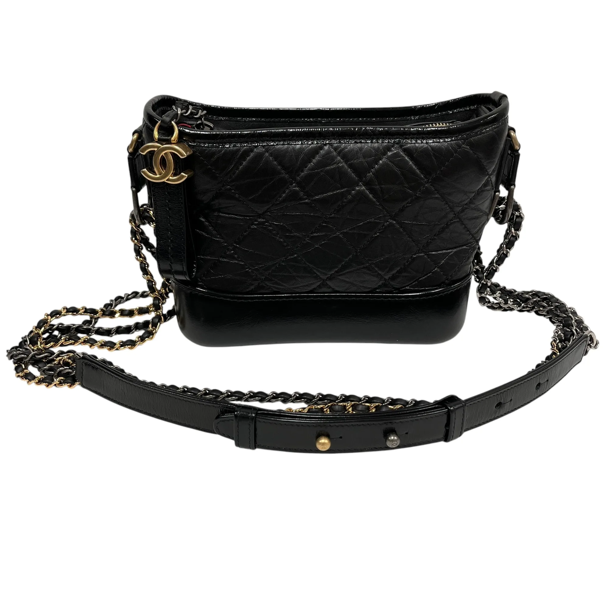CHANEL/Cross Body Bag/Leather/BLK/