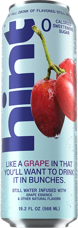 Agua hint® de uva - pack de 12 latas de 19,2 oz