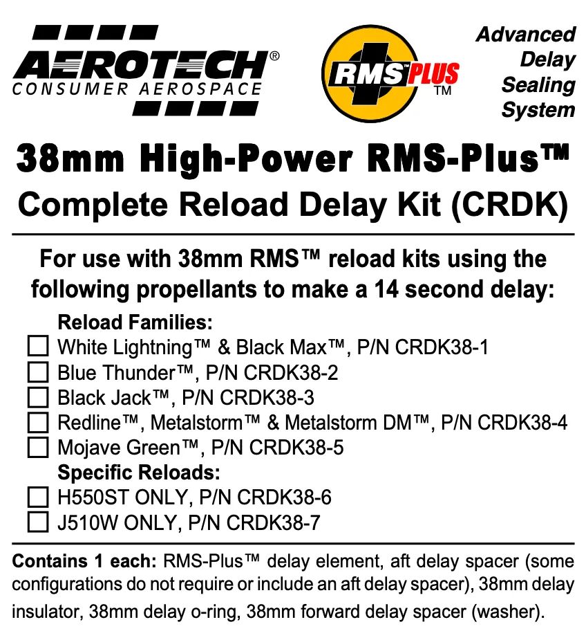 AeroTech RMS-38 H550ST Super Thunder Complete Reload Delay Kit - CRDK38-06