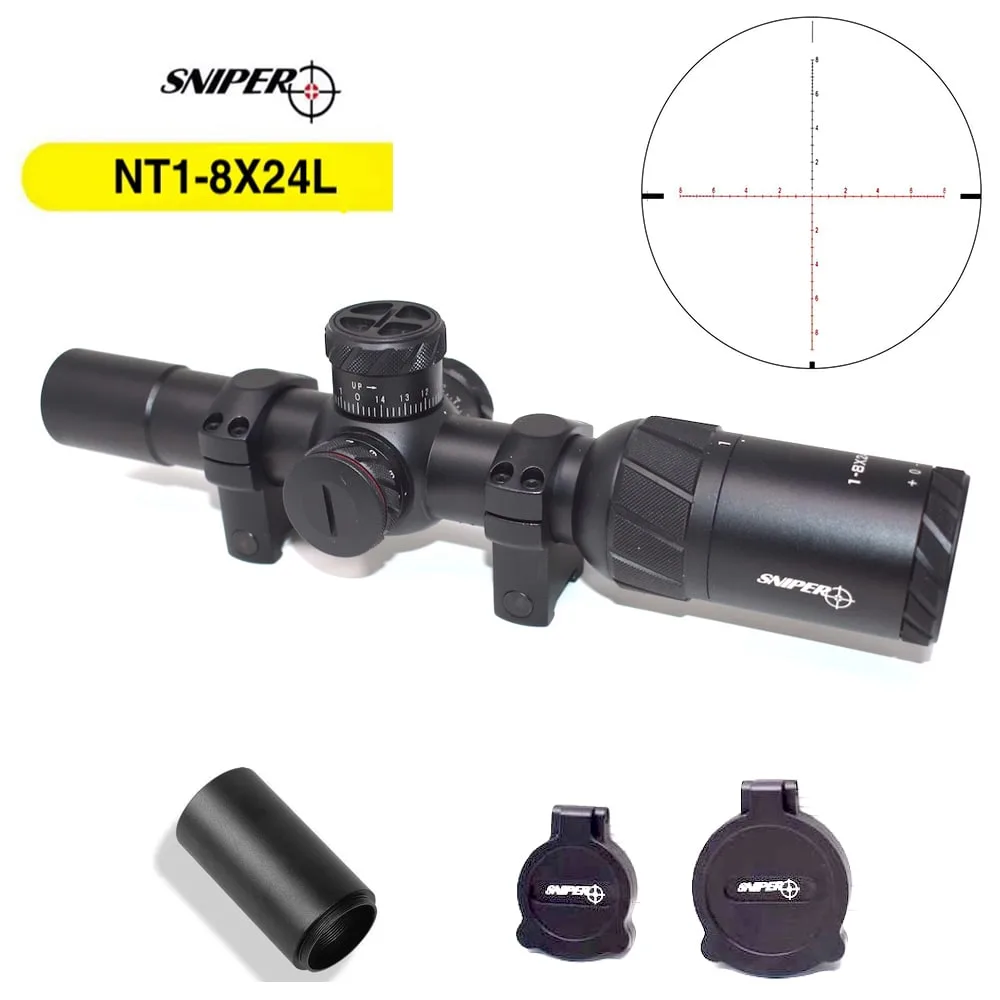 منظار تكتيكي Sniper NT-HD 1-8X24 مع شبكة مضيئة حمراء