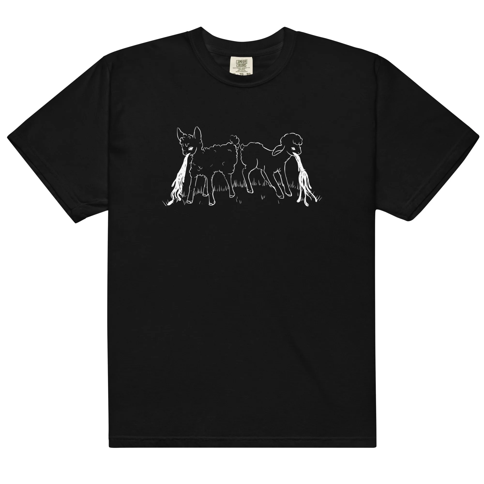 Two Sick Lambs Getting Sick - unisex garment dyed shirt