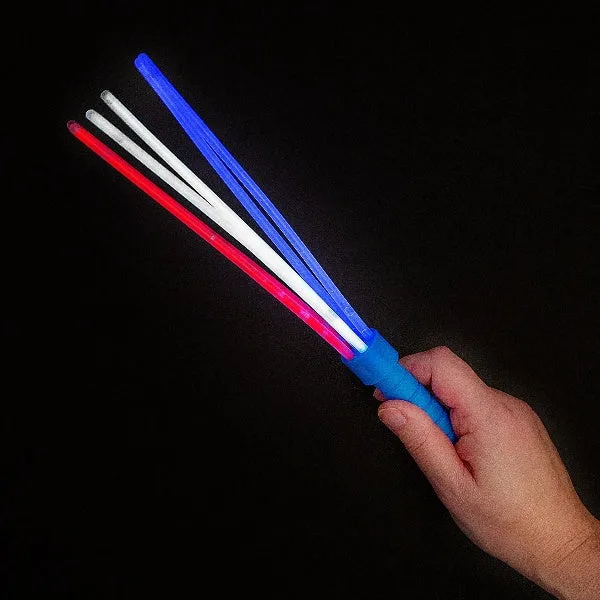 Patriotic Tri-Color Glow Stick Spray Wands - Pack of 12