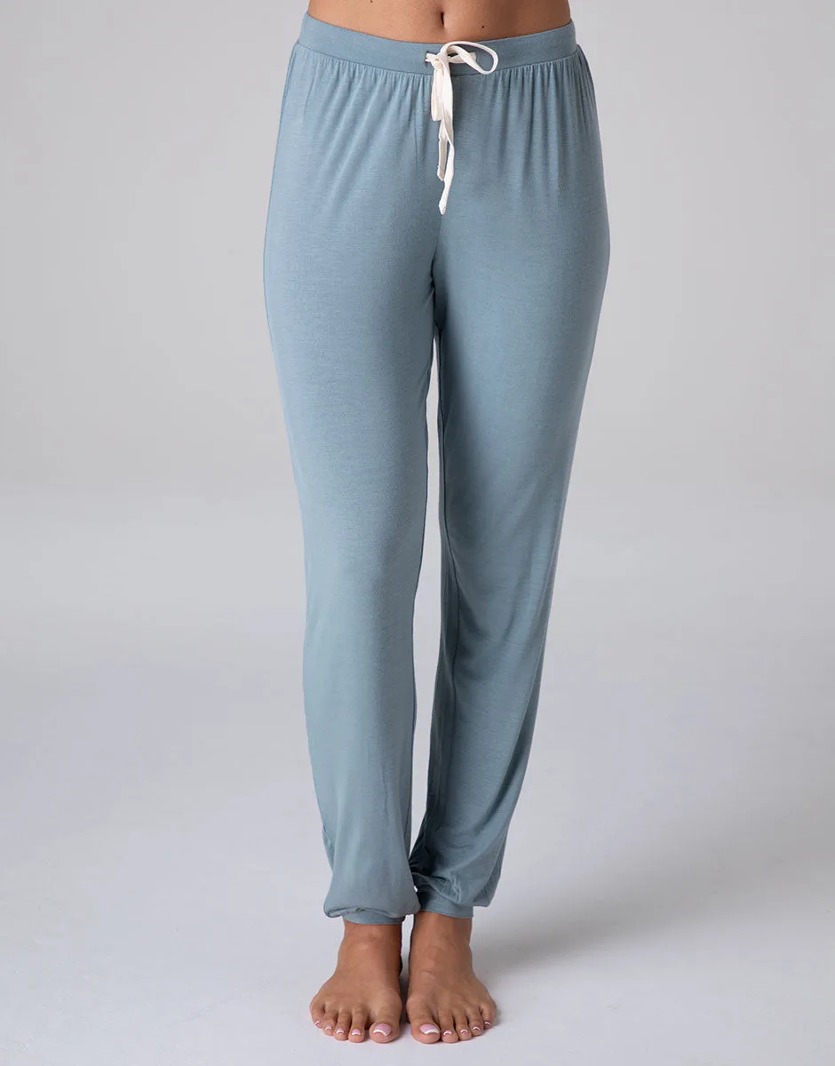 Pantaloni Lunghi con Polsino in Viscosa Elasticizzata, carta da zucchero