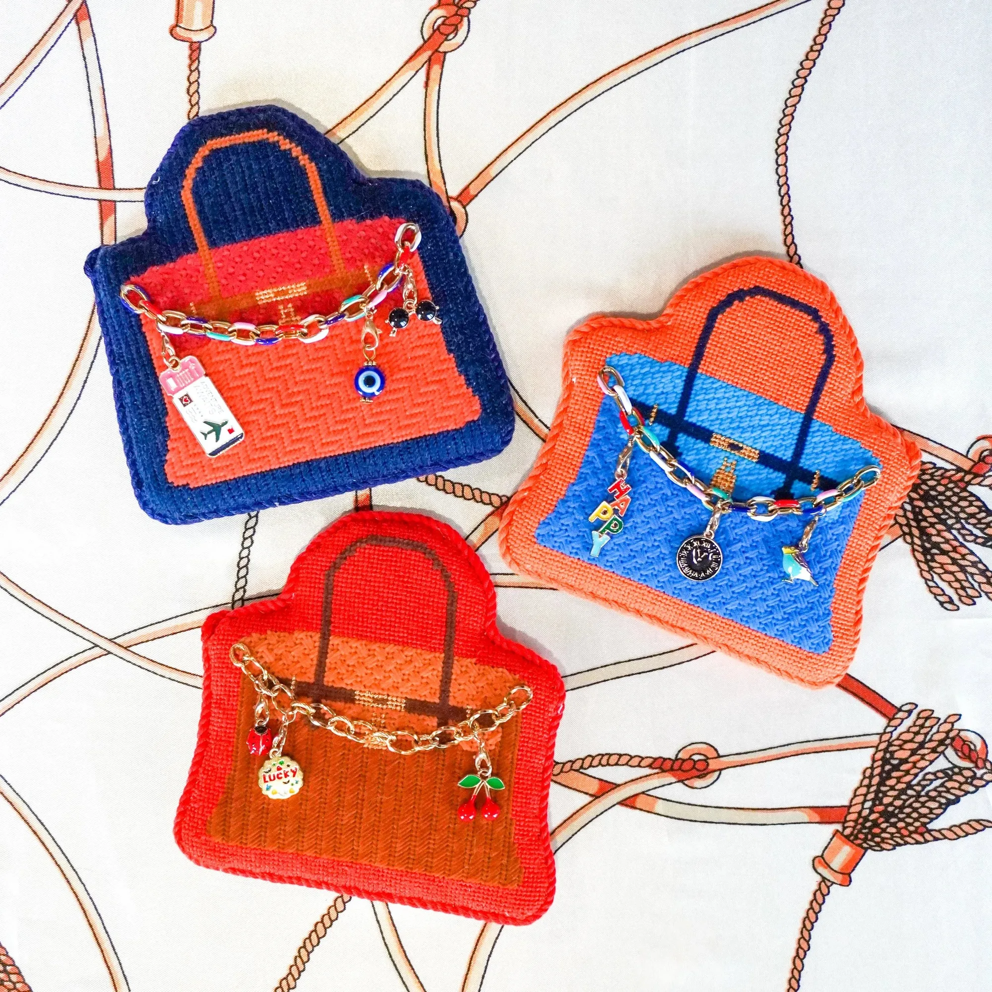 How to Organize Your Needlepoint Supplies with a Bougie Charm Bag