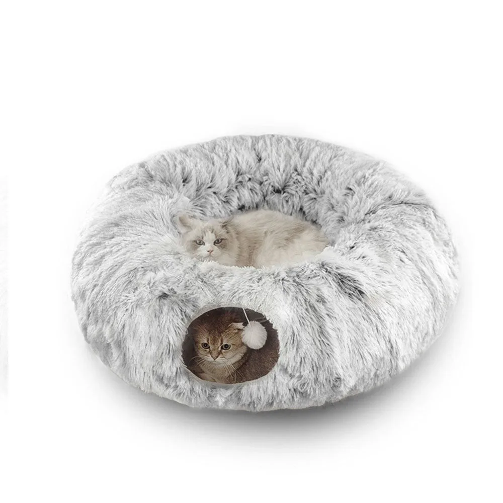 Luxury 2 in 1 Plush Cat Tunnel & Donut Bed