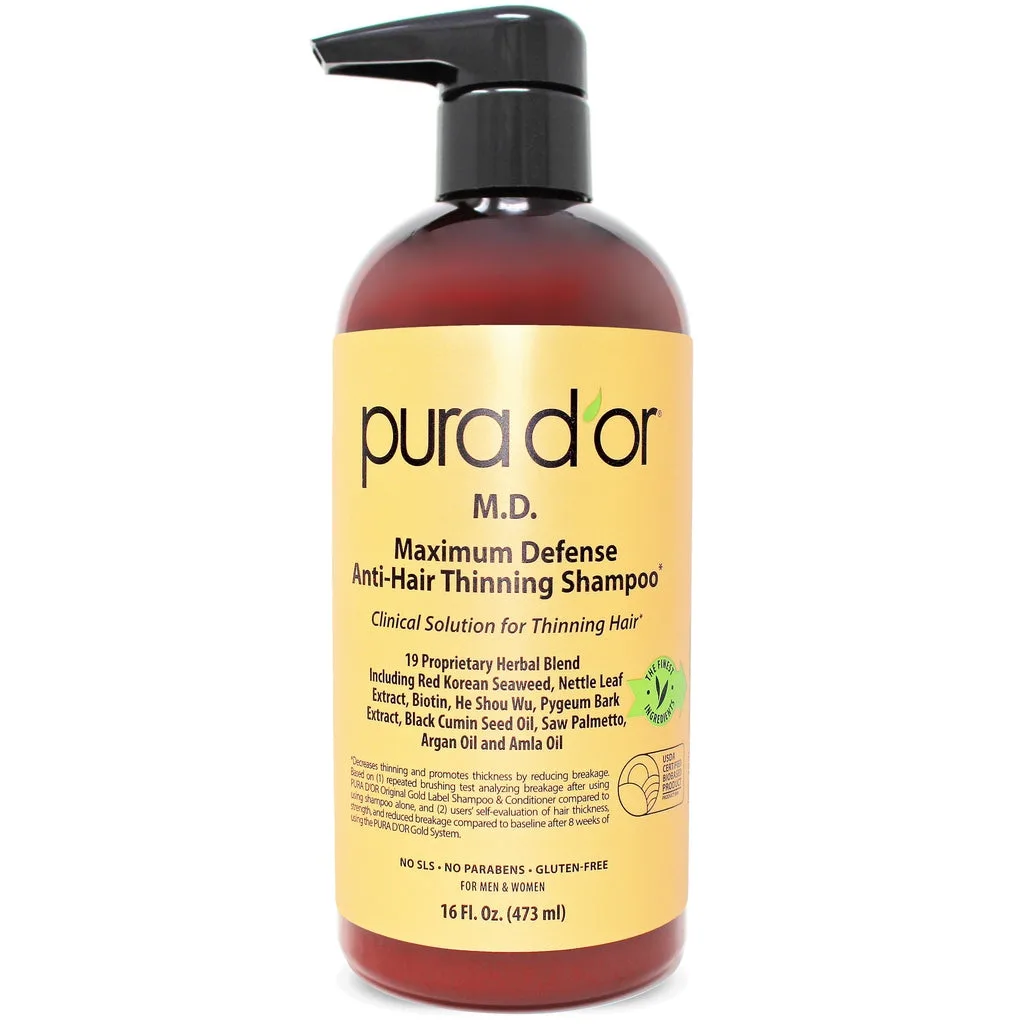 Champú anticaída PURA D'OR M.D. con alquitrán de hulla 16 oz