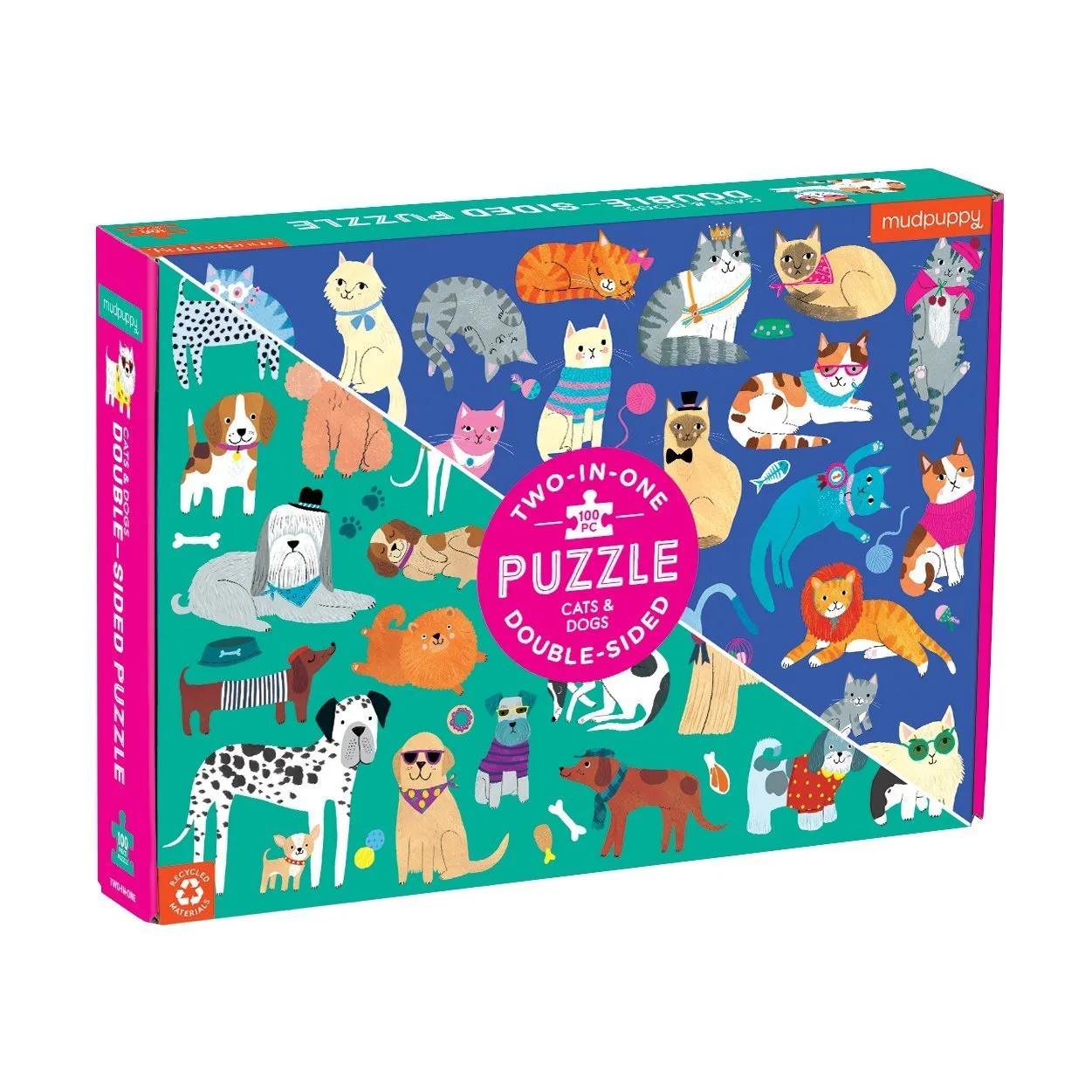 Cats & Dogs Double-Sided Puzzle: Two Puzzles in One