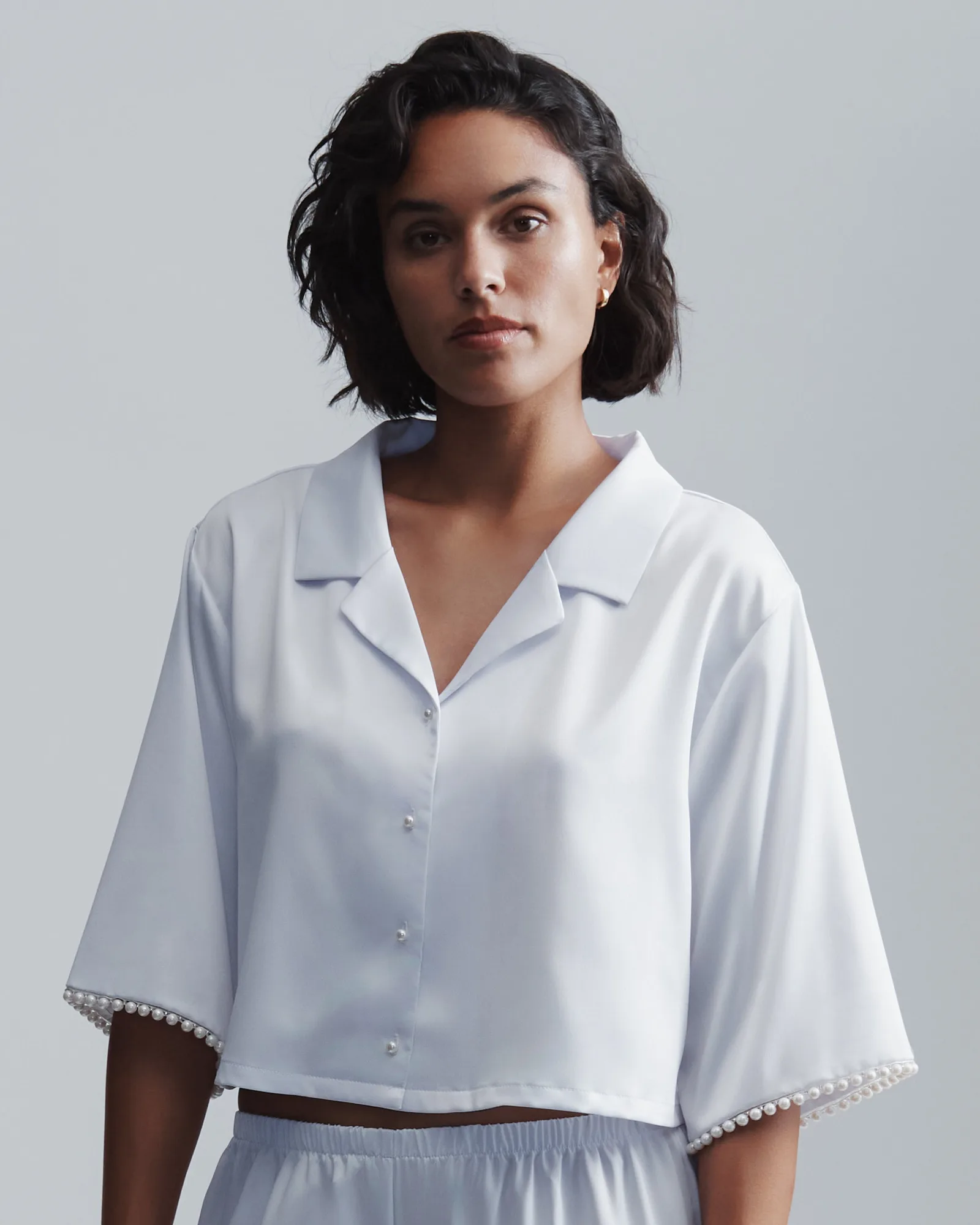 Chemise en satin luxe Pearl Blanc/Perle