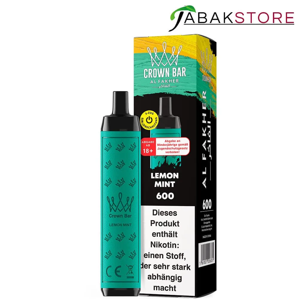 Al Fakher Crown Bar 600: teste de Lemon Mint, Gum Mint e mais