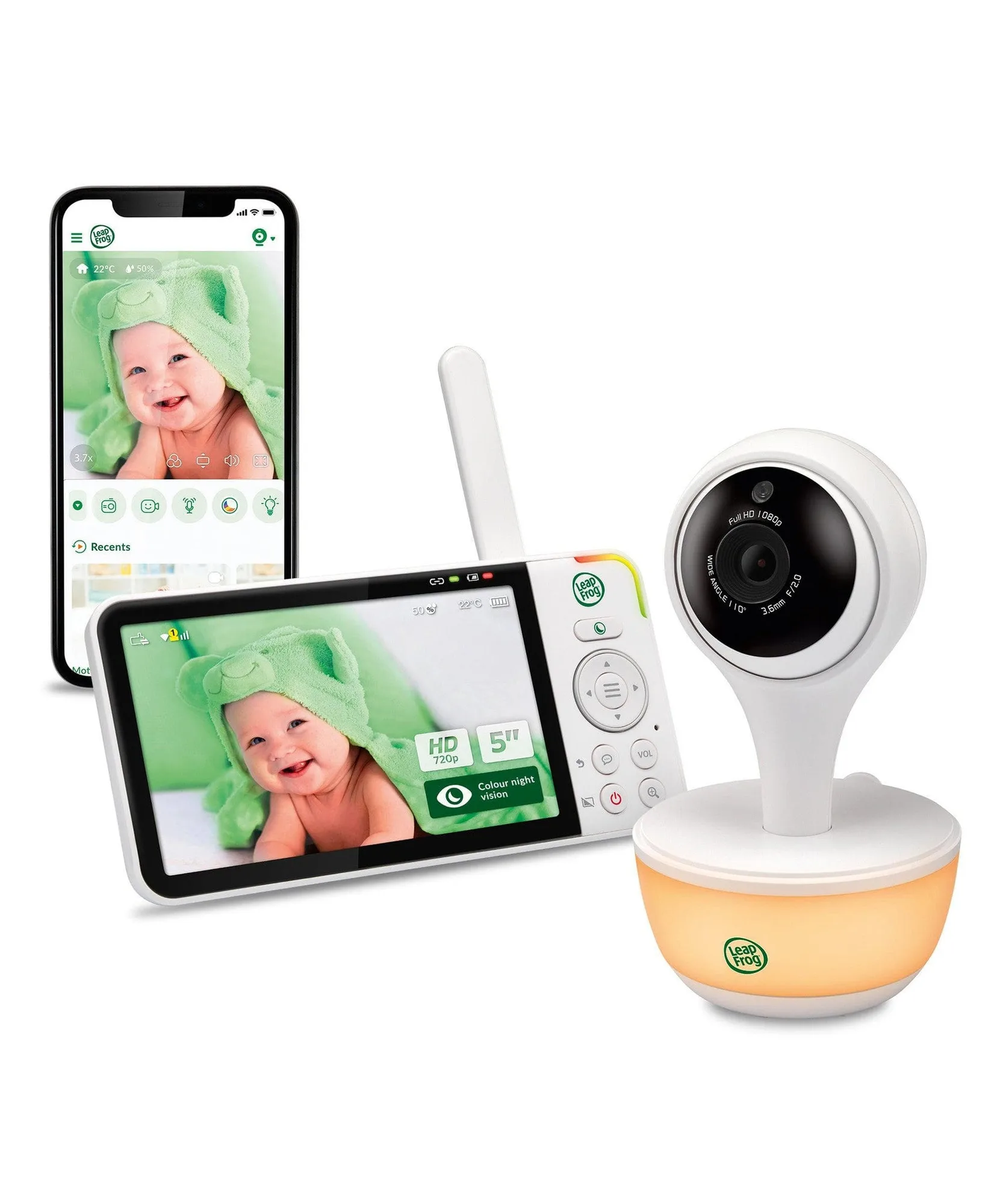 LeapFrog LF815HD 5″ Slimme Video Babyfoon met Kleuren Nachtzicht