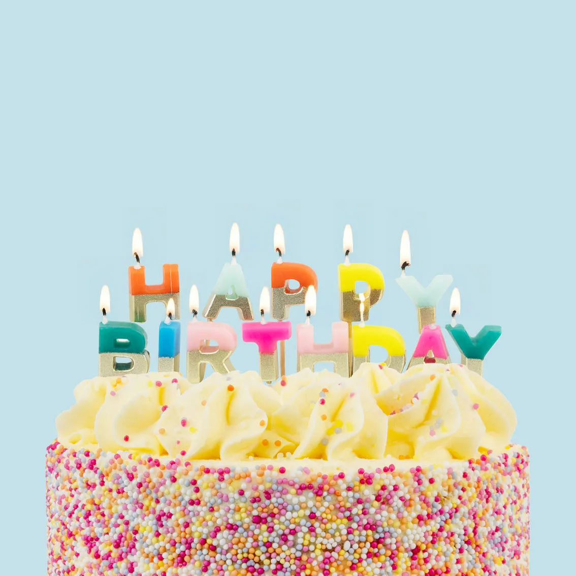 Candele di compleanno brillanti arcobaleno "Happy Birthday"