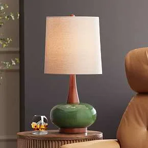 Lighting Andi 25 Inch Modern Wood And Green Ceramic Table Lamp 4352f