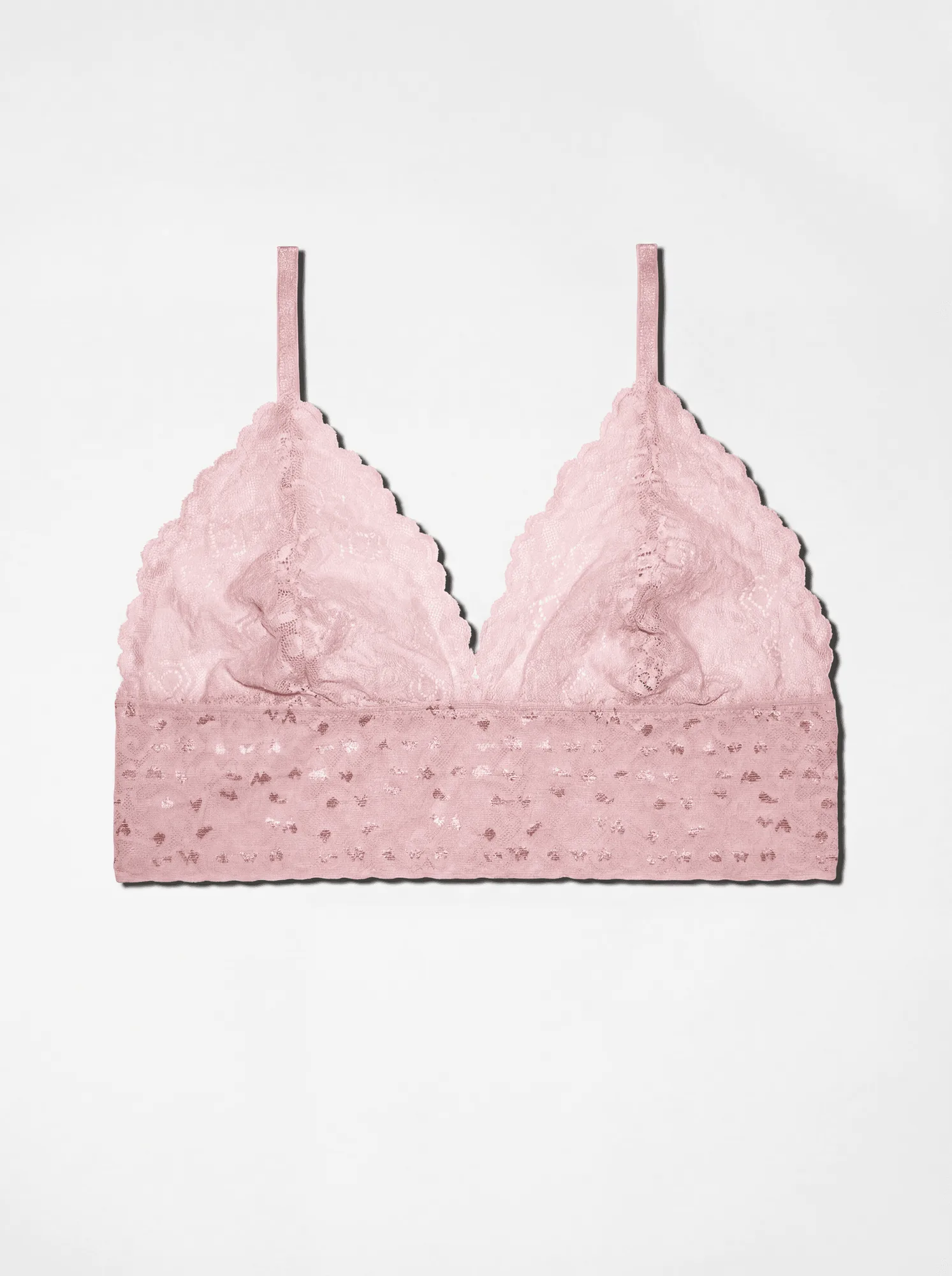Long Lace Triangle Bralette - Candy Pink
