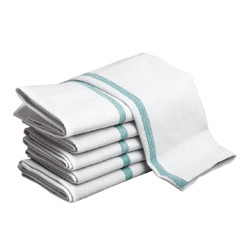 Barber Green Stripe Herringbone Cotton Shave Towel
