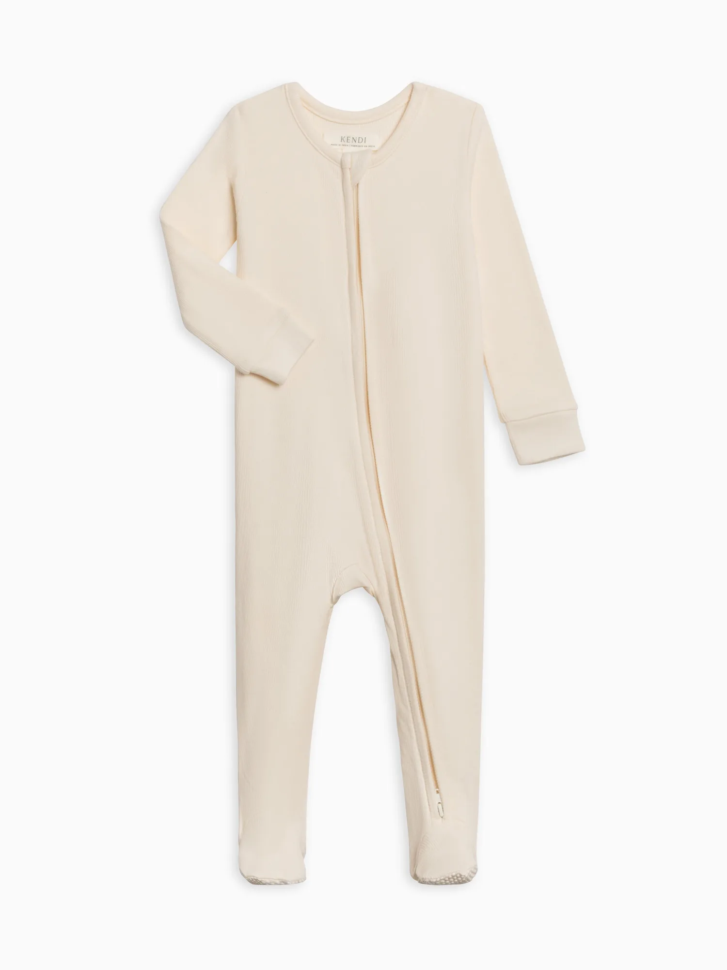 Kit Ribbed Zipper Sleeper - Ivory