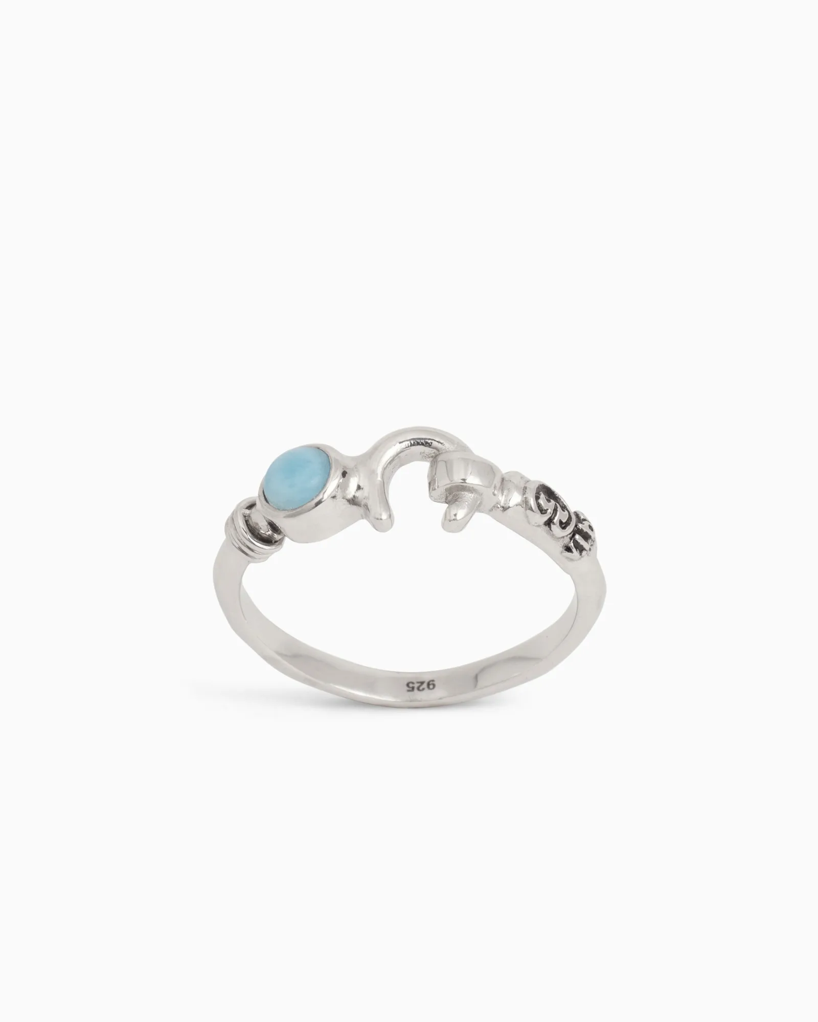 Hook Ring met steen - Larimar