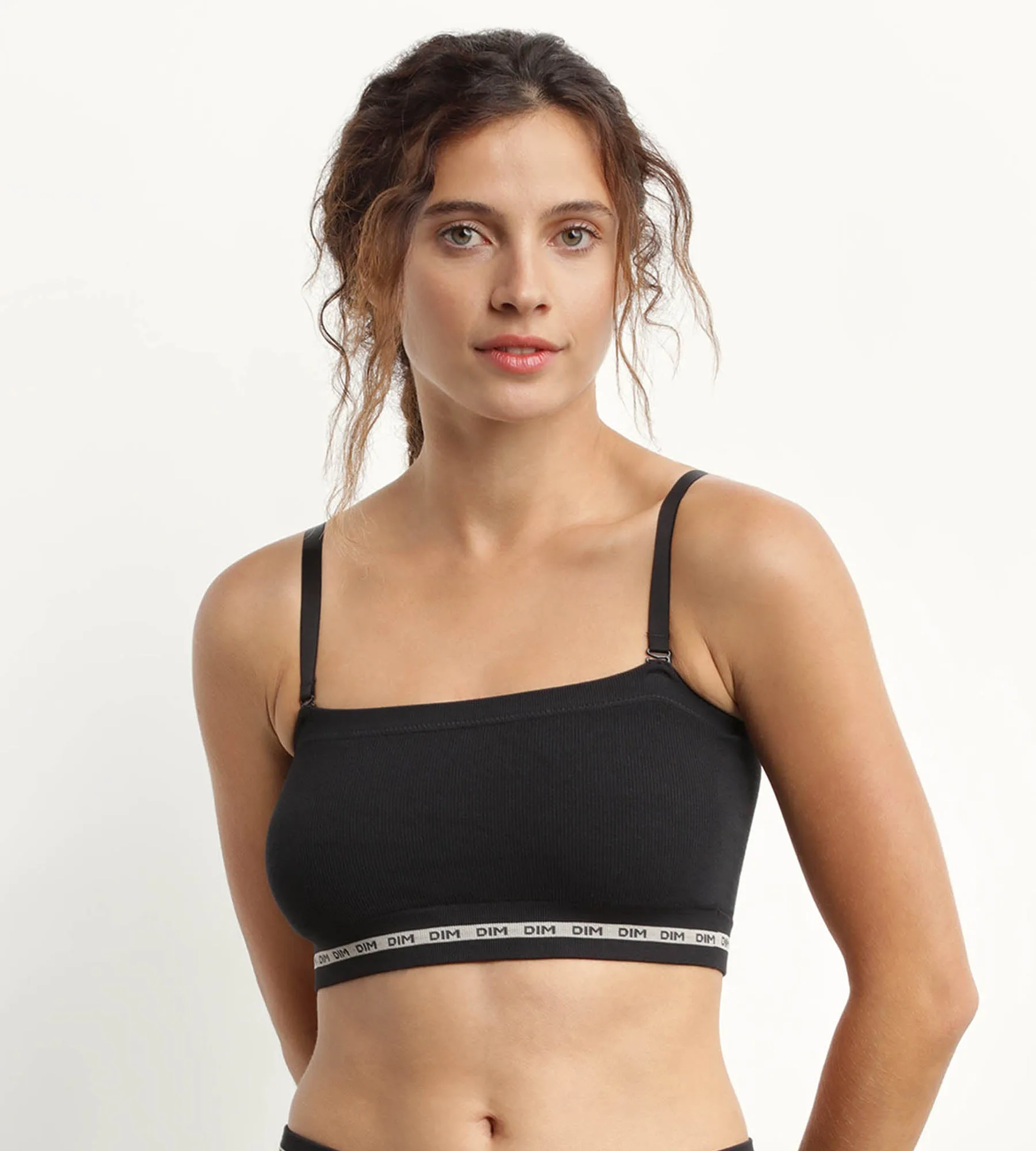 Bandeau-beha van modal polyamide Zwart zonder beugel Dim Icons Seamless