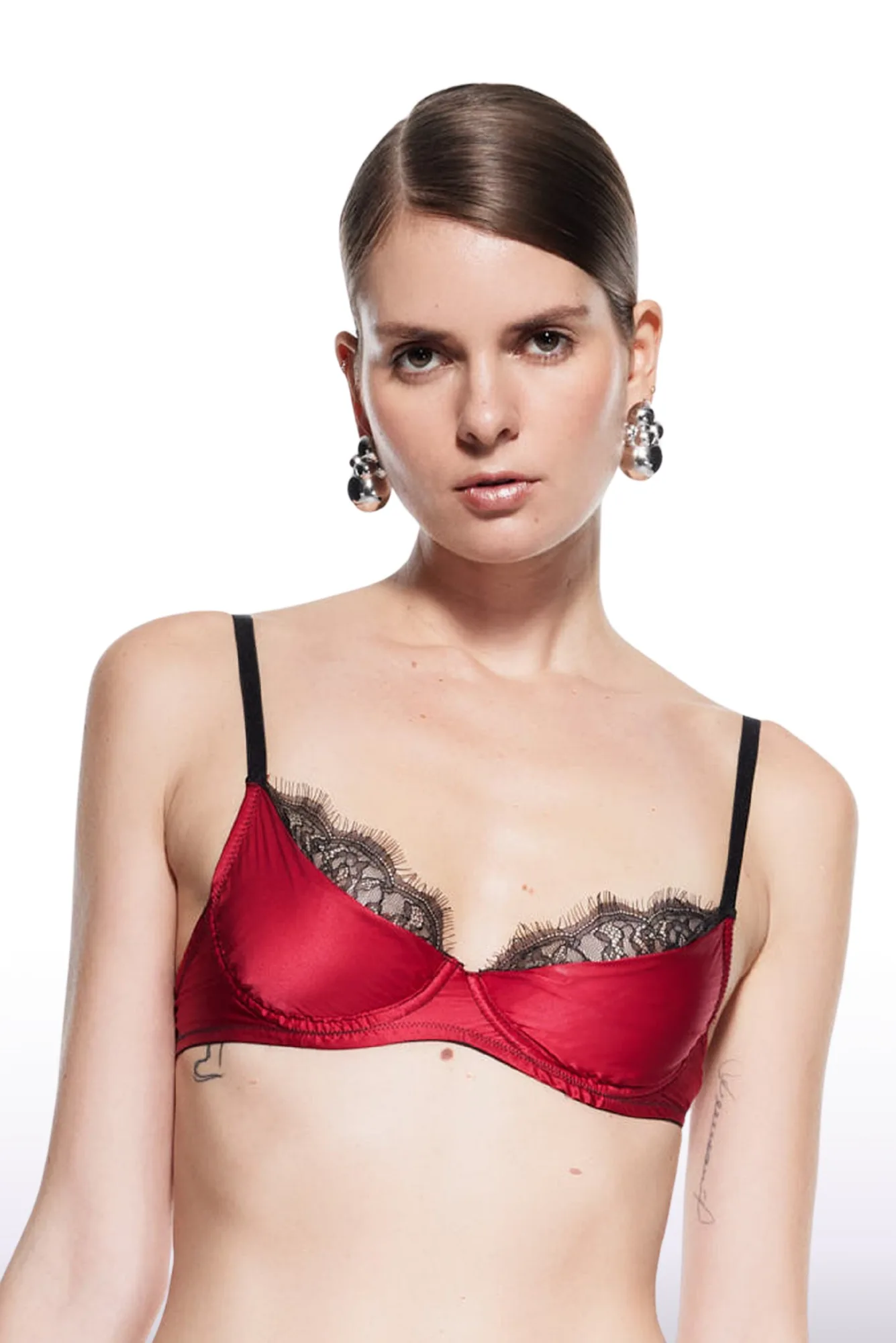 Sujetador con aros Hera Red Silk and Black Lace