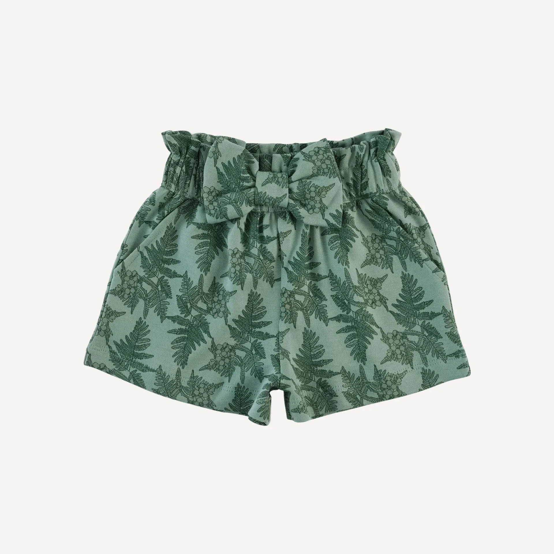 paper bag short | fern floral | organic cotton interlock