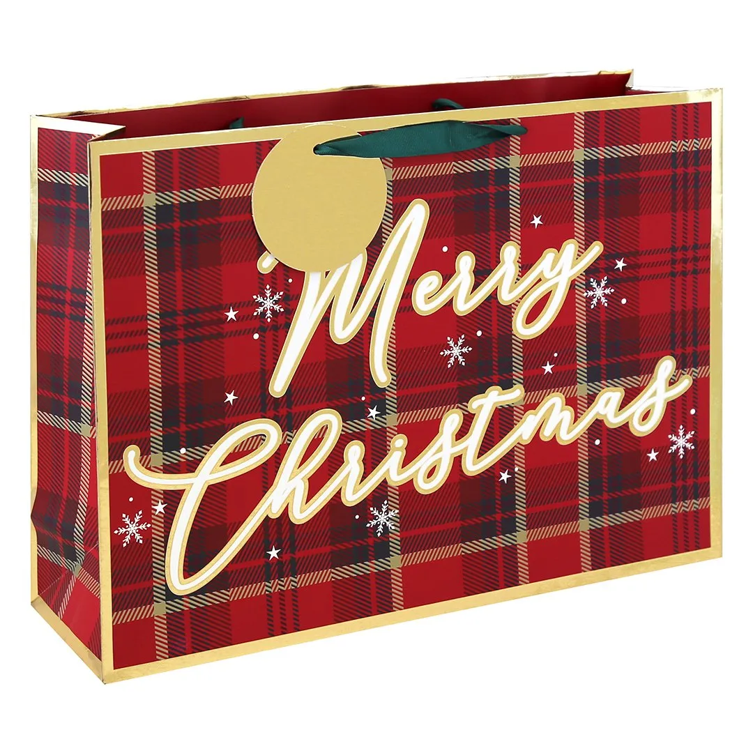 Sac cadeau de Noël tartan extra large 44 cm