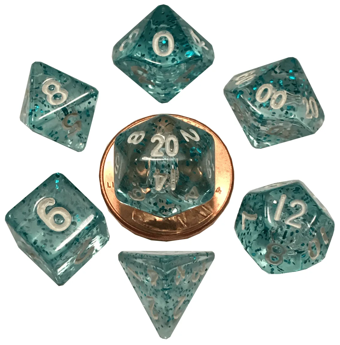 Ethereal Light Blue 10mm Mini Polyhedral Dice Set