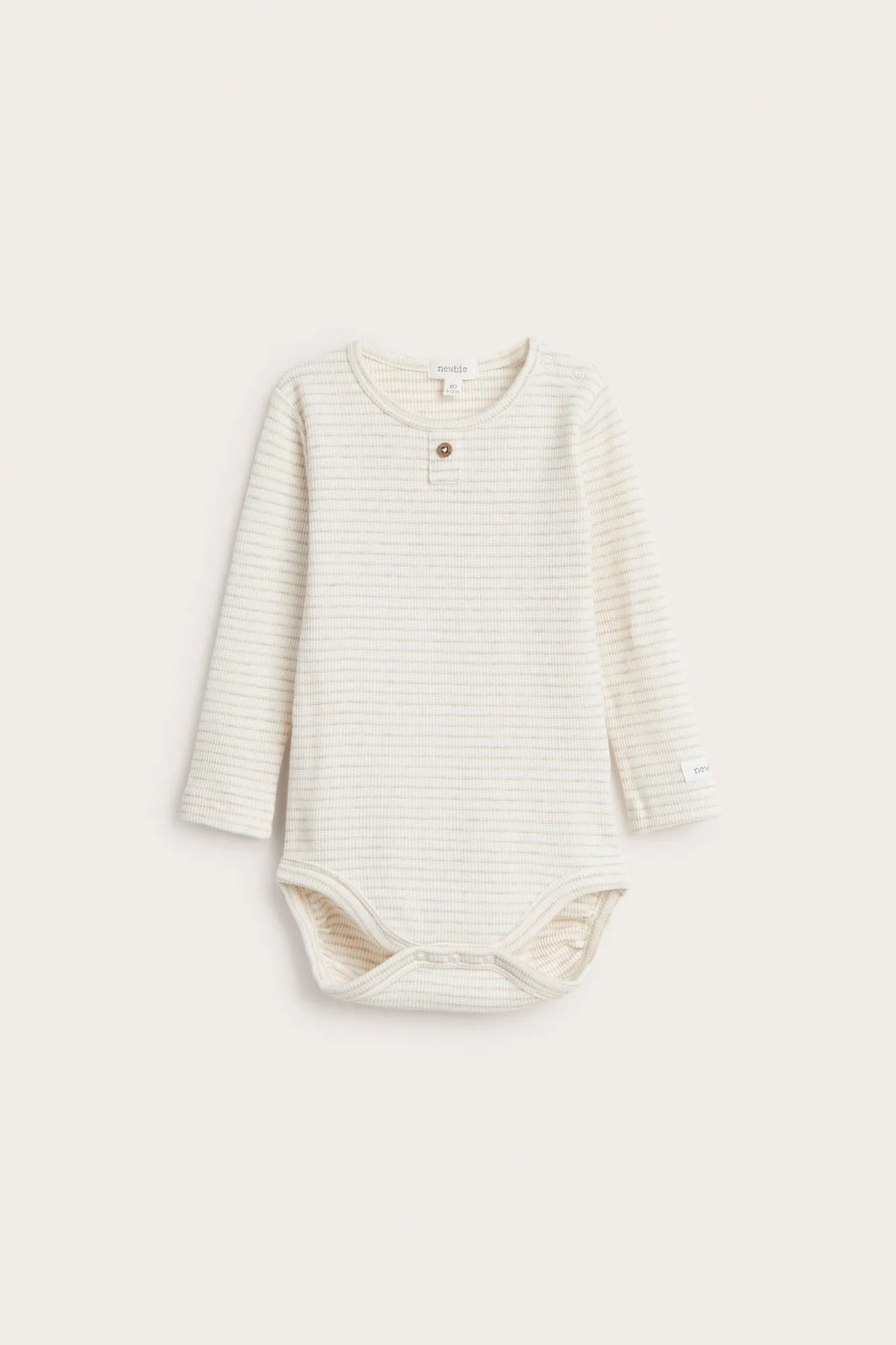 Body de bebé às riscas branco/bege