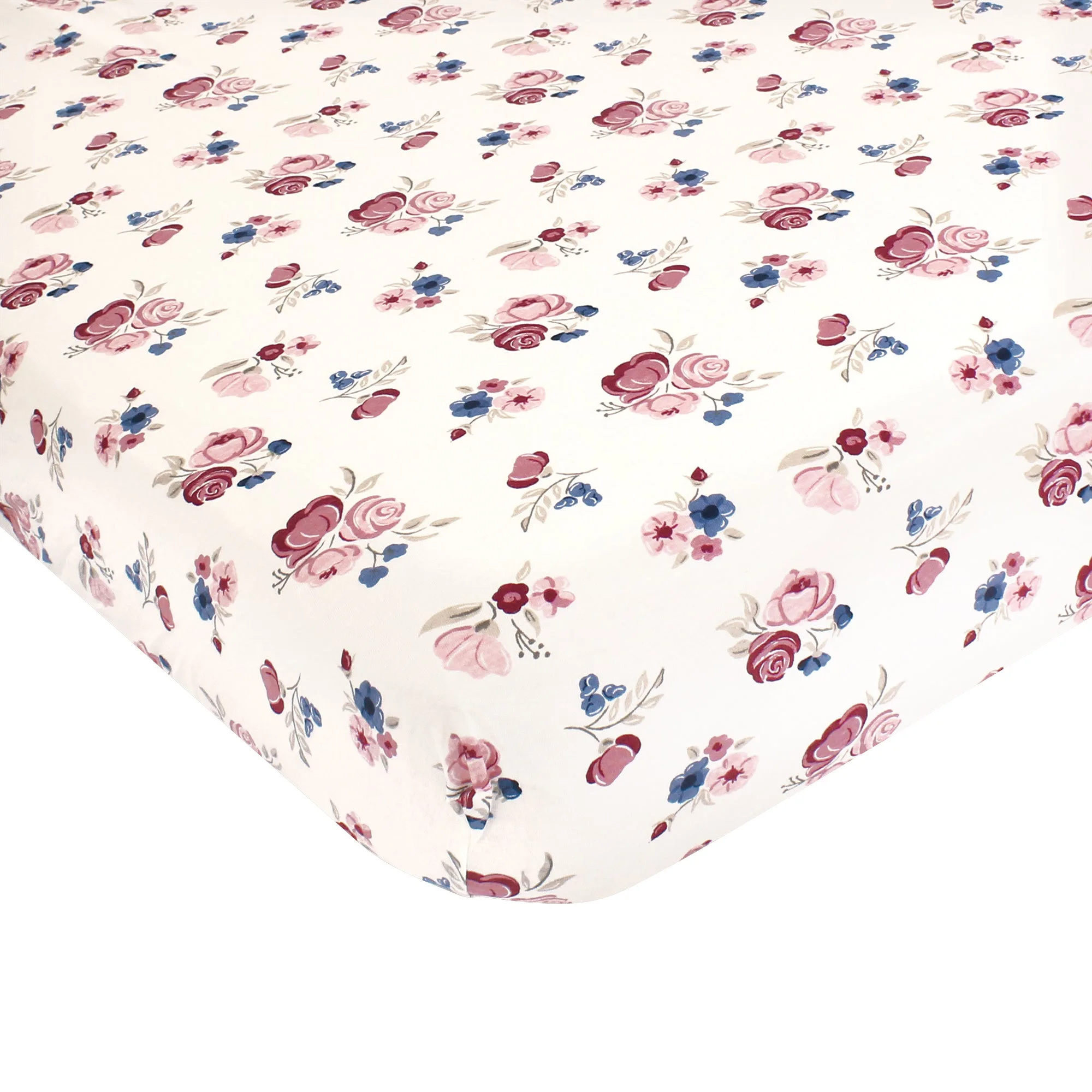 Hudson Baby Cotton Fitted Crib Sheet, Dusty Rose Floral