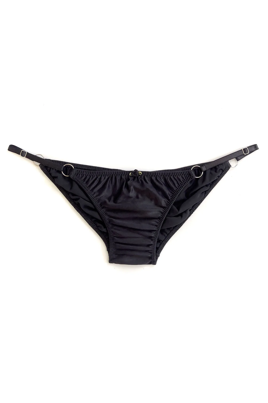 Nautilus Bikini Bottom in Black Vintage High Shine Spandex