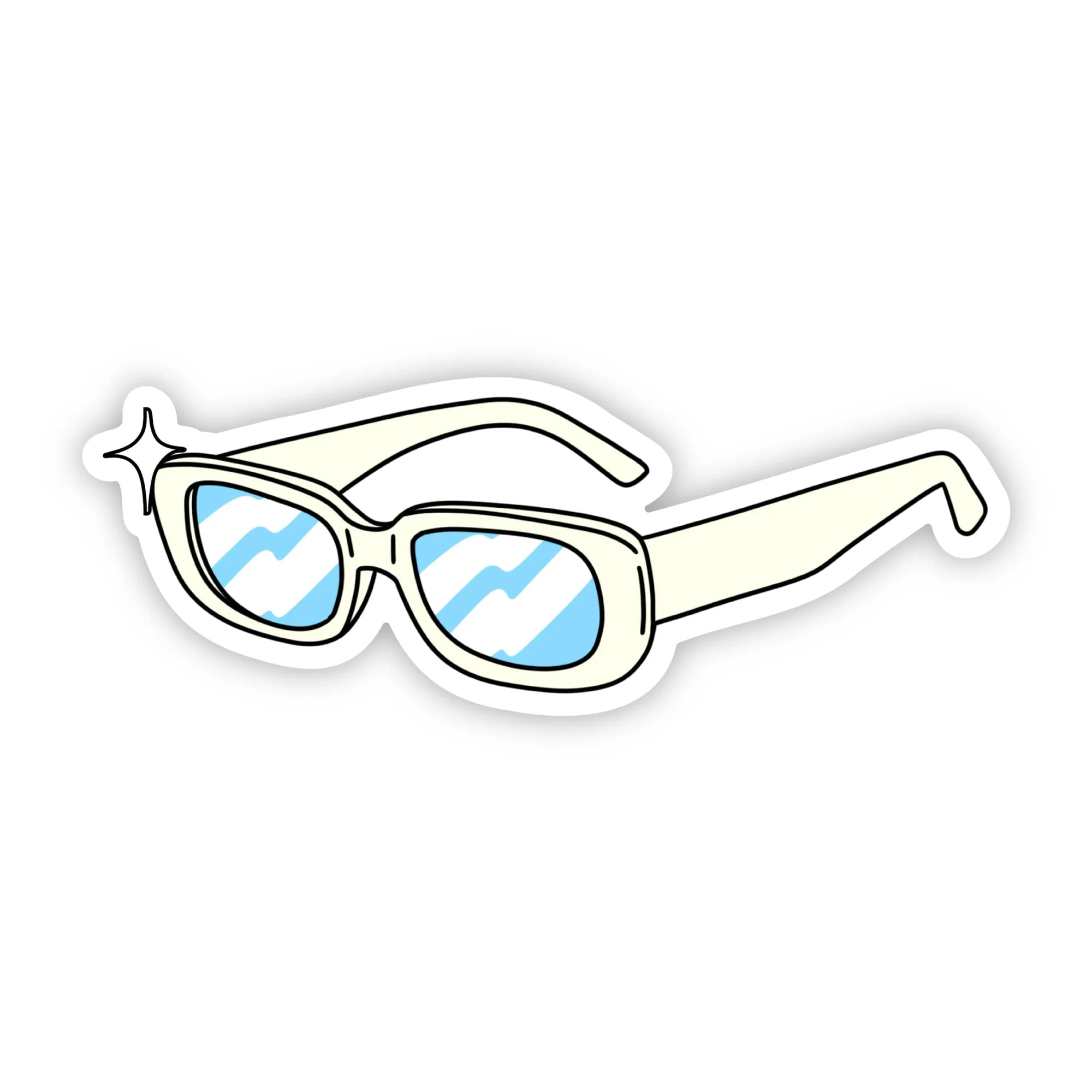 Trendy Retro Sunglasses Sticker (White)