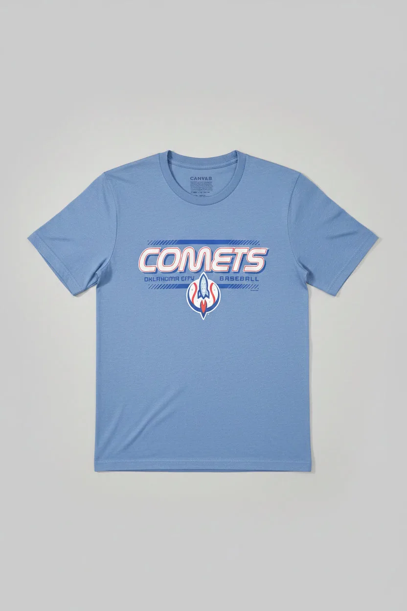 OKC Comets Light Blue Rocket Tee vs. Women's Black UA Tee