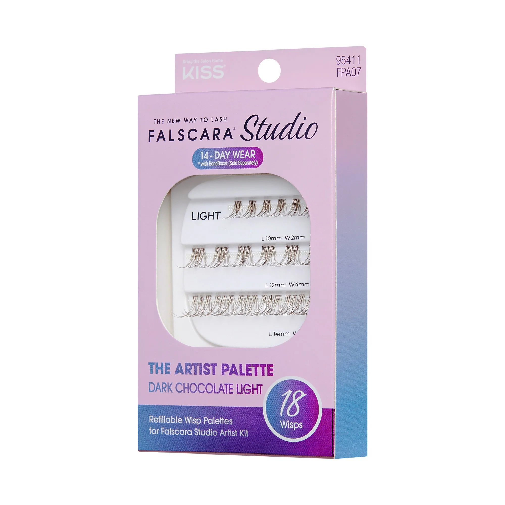 Paleta de pestañas Falscara Studio - Dark Chocolate Light Volume | Extensiones de pestañas DIY, Full Glam, pestañas en racimo, pestañas wispy, 18 mechones, 10mm-14mm