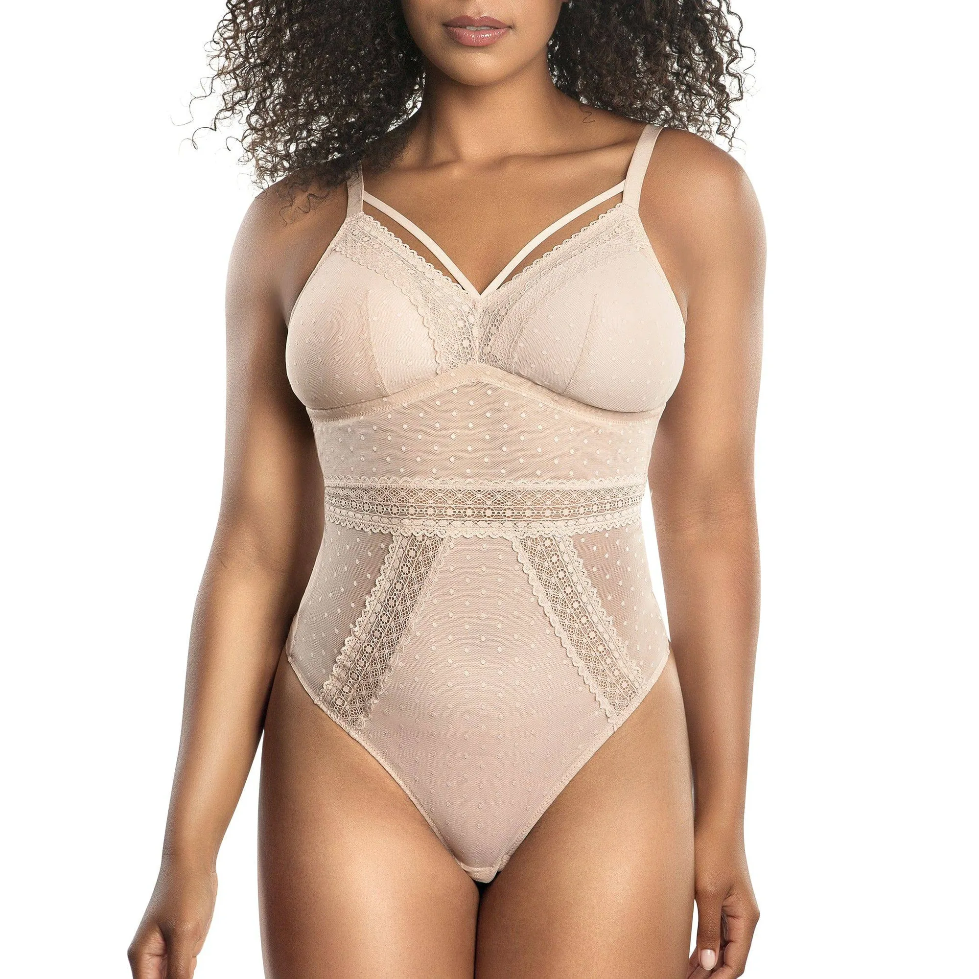 Mia Bügelloser Ganzkörper-Body für große Oberweite - Cameo-Rose