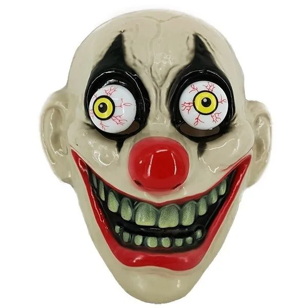 Halloween Crazed Laughing Clown with Bulging Eyes Face Mask