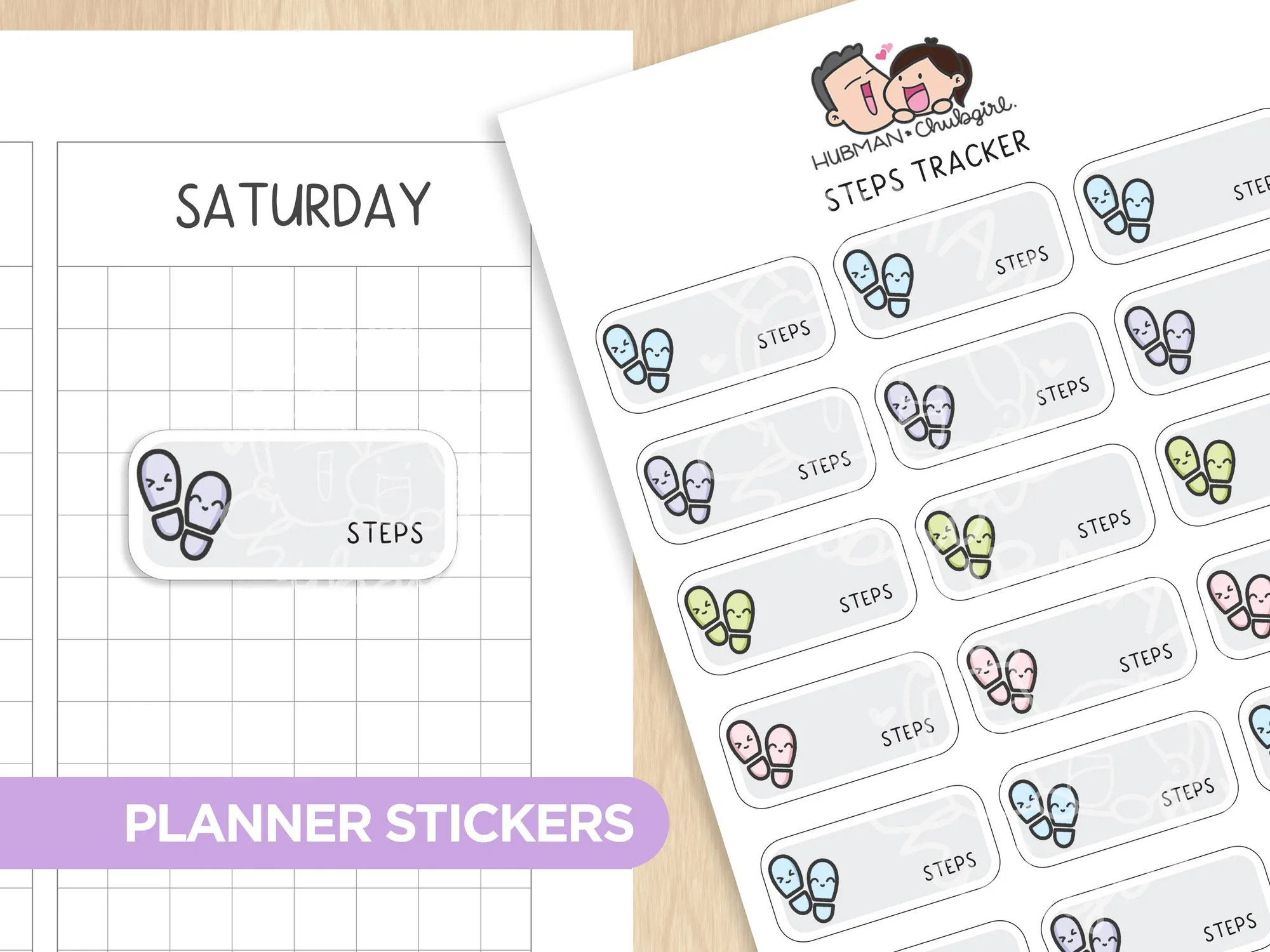 Steps Tracker Planner Stickers
