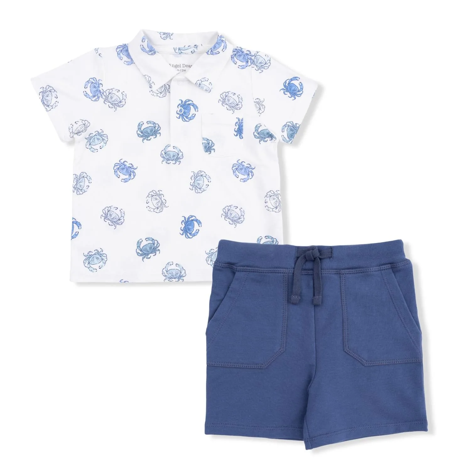 Angel Dear - Økologisk Polo & Shorts Sæt - Blå Krabber