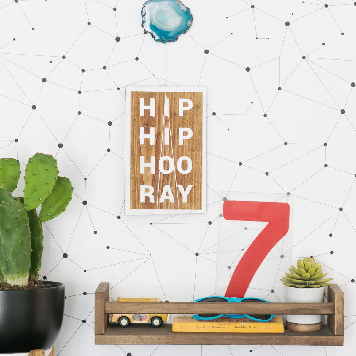 Constellation stars pattern kids room wallpaper