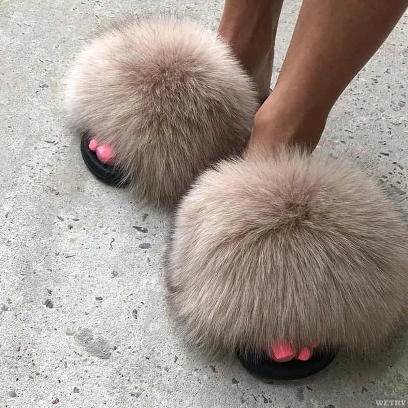 Long Faux Fur Women's Slippers